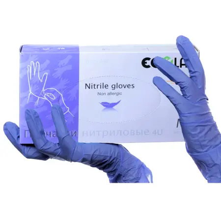 ECOLAT Перчатки нитриловые, фиолетовые, размер XL / 4U EcoLat 100 шт - 2