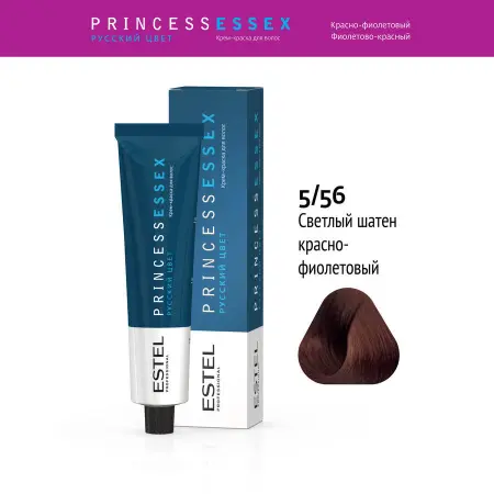 ESTEL PROFESSIONAL 5/56 краска для волос, светлый шатен красно-фиолетовый / ESSEX Princess 60 мл - 2