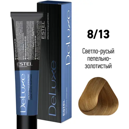ESTEL PROFESSIONAL 8/13 краска для волос, светло-русый пепельно-золотистый / DELUXE 60 мл - 2
