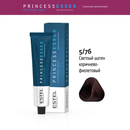 ESTEL PROFESSIONAL 5/76 краска для волос, светлый шатен коричнево-фиолетовый (горький шоколад) / ESSEX Princess 60 мл - 2