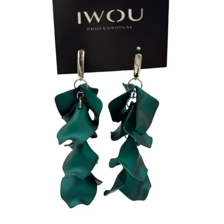 IWOU PROFESSIONAL Серьги Танцующие лепестки изумруд - 4
