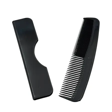 IWOU PROFESSIONAL Расческа карманная 12,5 см черная с чехлом - 3