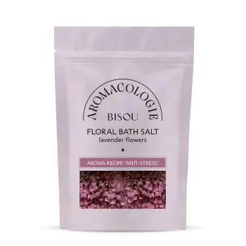 Соль для ванны цветочная с цветками лаванды Антистресс / BISOU Aromacologie 330 гр