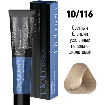 ESTEL PROFESSIONAL 10/116 краска для волос, светлый блондин усиленный пепельно-фиолетовый / DE LUXE 60 мл - 2