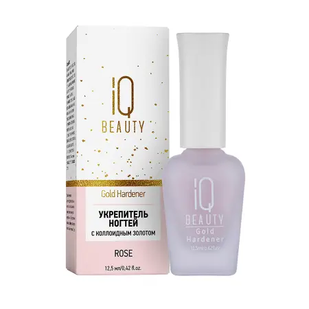 IQ BEAUTY Укрепитель для ослабленных и ломких ногтей с коллоидным золотом / Gold Hardener Rose 12,5 мл - 2