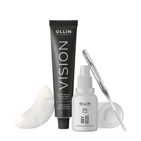 OLLIN PROFESSIONAL Набор для окрашивания бровей и ресниц, иссиня-черный / Ollin Vision 20 мл - 3