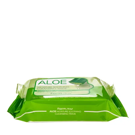 FARMSTAY Салфетки освежающие для снятия макияжа с алоэ вера/ Aloe moisture soothing cleansing tissue 30 шт - 2
