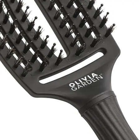 OLIVIA GARDEN Щетка щетина+нейлон Fingerbrush Care Iconic Boar&Nylon Full Black M - 3