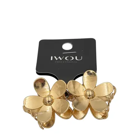 IWOU PROFESSIONAL Краб для волос Цветок металлический золото 4*4см 2шт - 1