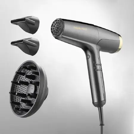 BABYLISS PRO Фен BaByliss PRO Falco Grey/Gold, 2000Вт, 2 насадки - 6
