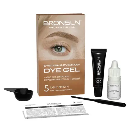 BRONSUN Набор для домашнего окрашивания, светло-коричневый #5 / Eyelash And Eyebrow Dye Gel 35 гр - 3