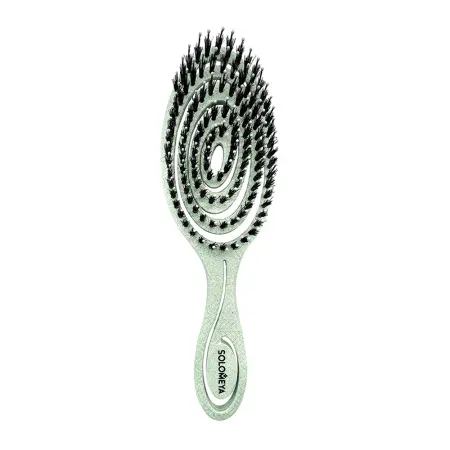 SOLOMEYA Био-расческа подвижная для волос c натуральной щетиной, зеленая / Detangling Bio Hair Brush With Natural Boar Bristle Green - 1