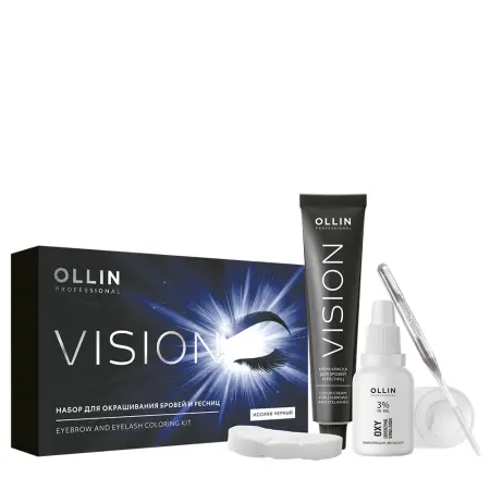 OLLIN PROFESSIONAL Набор для окрашивания бровей и ресниц, иссиня-черный / Ollin Vision 20 мл - 2