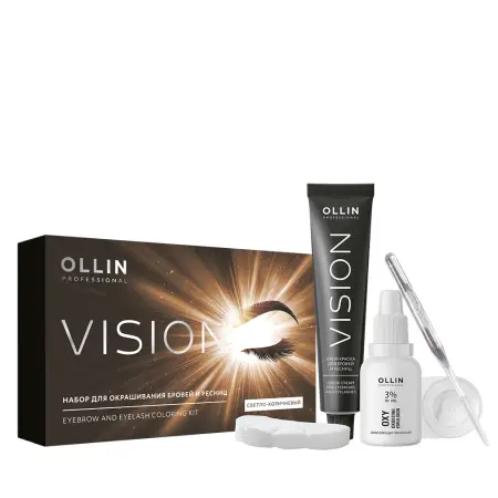 OLLIN PROFESSIONAL Набор для окрашивания бровей и ресниц, светло-коричневый / Ollin Vision 20 мл - 2
