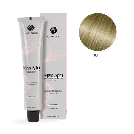ADRICOCO 10.1 крем-краска для волос, платиновый блонд пепельный / ADRICOCO Miss Adri 100 мл - 3
