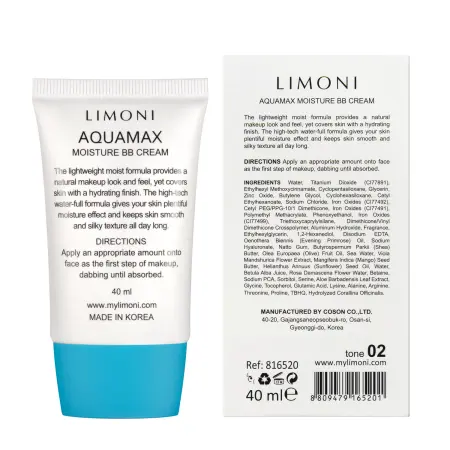 LIMONI Крем для лица увлажняющий, тон №2 / Aquamax Moisture BB Cream 40 мл - 3