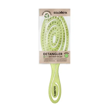 SOLOMEYA Био-расческа подвижная для волос, зеленая / Detangling Bio Hair Brush Green - 3