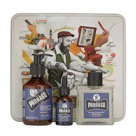 PRORASO Набор для ухода за бородой (шампунь 200 мл, масло 30 мл, бальзам 100 мл) AZUR LIME - 4