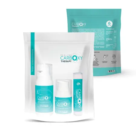 PREMIUM Набор для лица и шеи (гель-пилинг 50 мл + активатор 100 мл + маска 6 шт.) Peeling carboxy therapy - 2