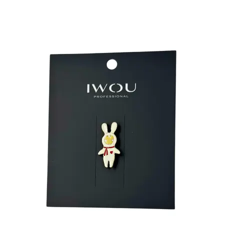 IWOU PROFESSIONAL Брошь-значок Зайка в комбинезоне серебро - 3