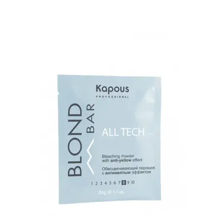 KAPOUS Порошок обесцвечивающий с антижелтым эффектом / Blond Bar All tech 30 г - 1
