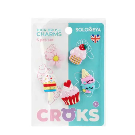 SOLOMEYA Набор украшений для расчески, Мороженое / Set of charms for hair brush, Ice Cream 5 шт - 1