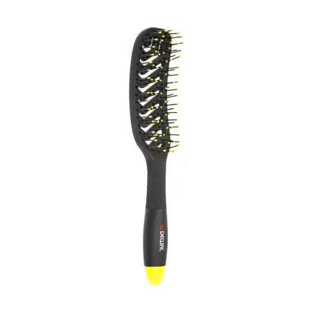 DEWAL PROFESSIONAL Щетка массажная Banana black прямоугольная, продувная, узкая, пластиковый штифт, 8 рядов - 1
